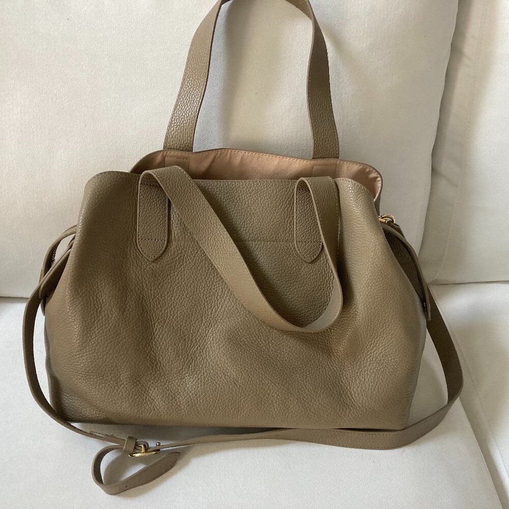 Cuyana Ecru leather laptop bag